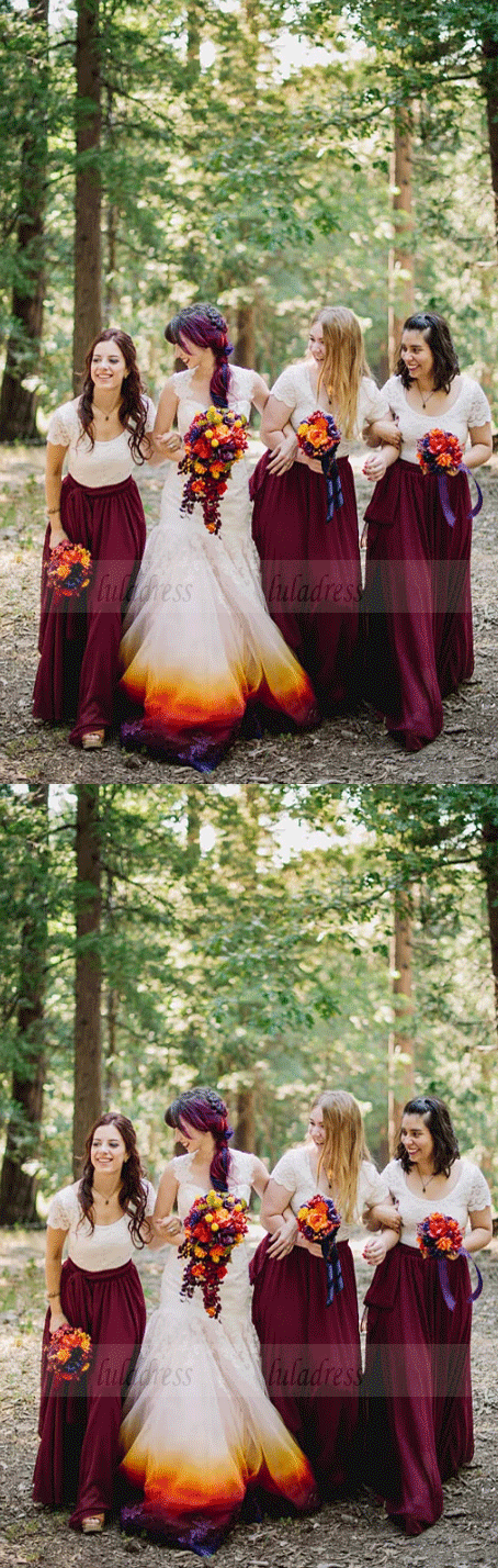 Chiffon Long Bridesmaid Dresses With Lace