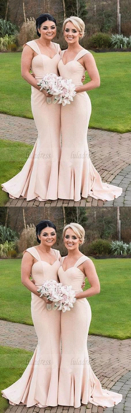 simple bridesmaid dress, mermaid bridesmaid dress,pink bridesmaid dress
