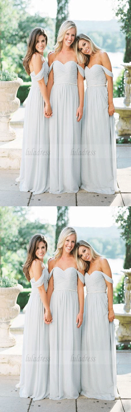 Off-Shoulder Bridesmaid Dress, Chiffon Bridesmaid Dress, Dress for Wedding