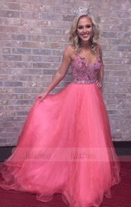 deep v neck Beading Prom Dress,long prom dress,Fashion Prom Dresses,BD99962