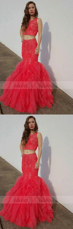 2 Pieces Party Dresses,Tulle Evening Gowns,Sparkle Formal Dress For Teens