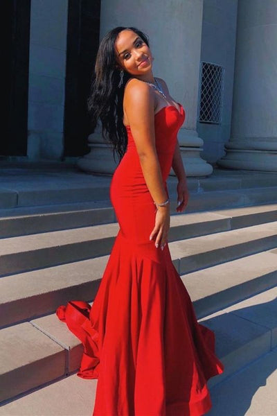 Sexy Sweetheart Ruby Mermaid Prom Dresses With Ruffles,PD21026