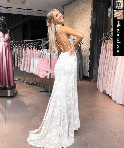Sexy Backless Lace Slit Prom Dress Online,PD21062