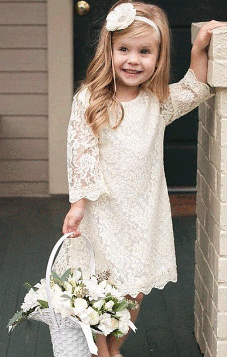 Lace Dress for Toddler or Little Girls Rustic Vintage Flower Girl Dresses,BW97224