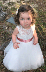 Princess Keen-length Lace Appliques Tulle Flower Girl Dresses,BW97225