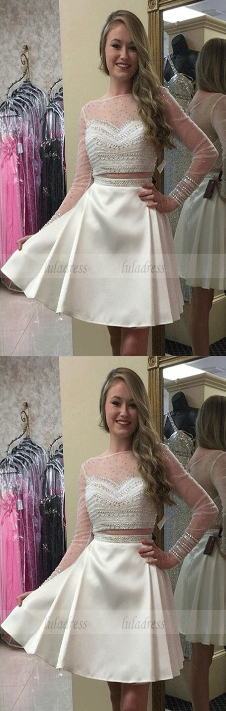 Graduation Dresses Delicate Beading Sheer Homecoming Dresses