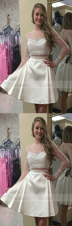 Graduation Dresses Delicate Beading Sheer Homecoming Dresses