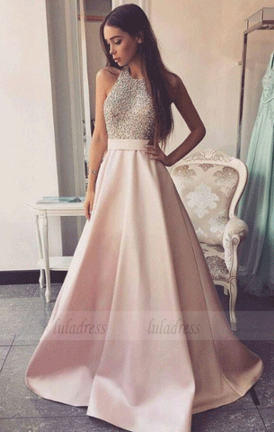 Charming A-Line Prom Dress,Halter Beading Prom Dress,BW97298