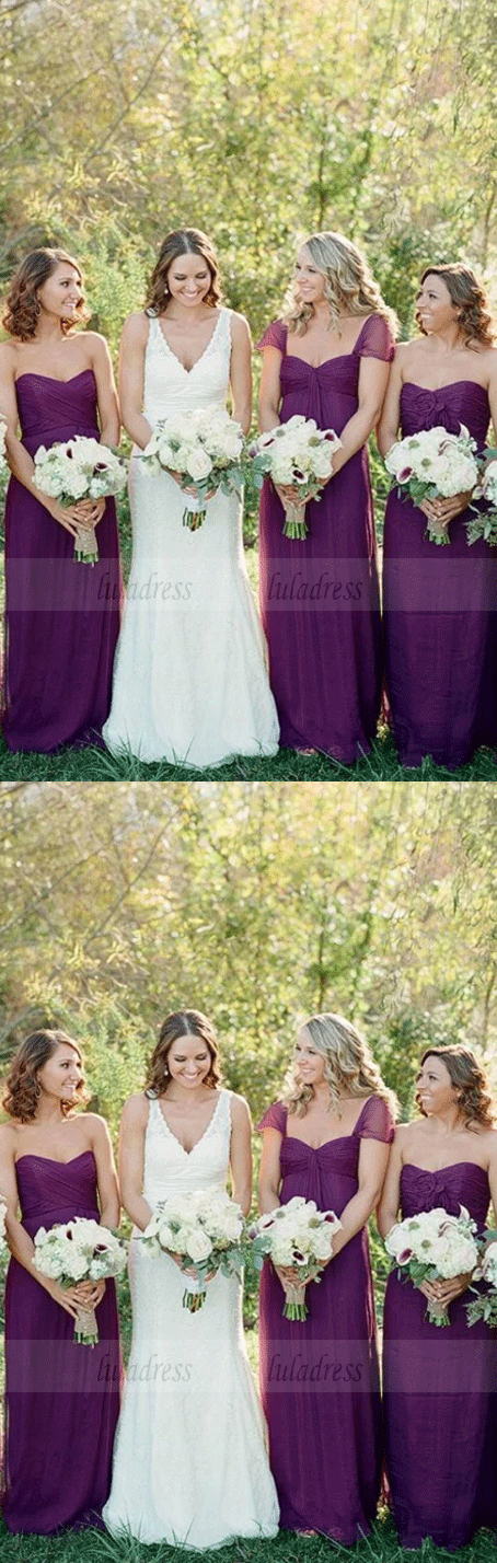 A-Line Sweep Train Chiffon Bridesmaid Dresses