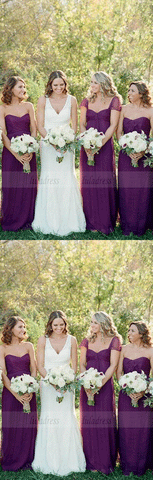 A-Line Sweep Train Chiffon Bridesmaid Dresses