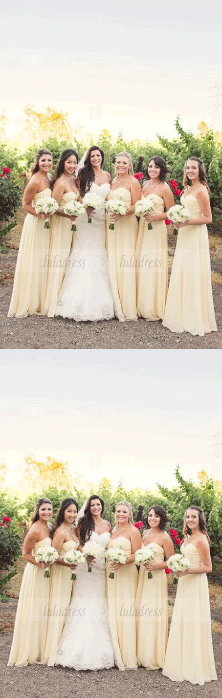 Sleeveless Sweep Train Chiffon Bridesmaid Dress