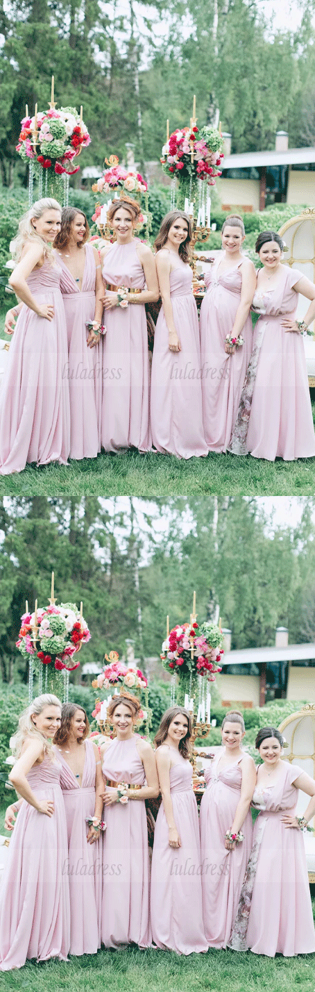 pink mismatched bridesmaid dresses Long Pink Mismatched Bridesmaid Dresses Cheap Plus Size Bridesmaid Dresses SheerGirl