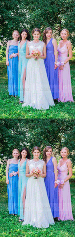 Mismatched Chiffon Bridesmaid Dresses