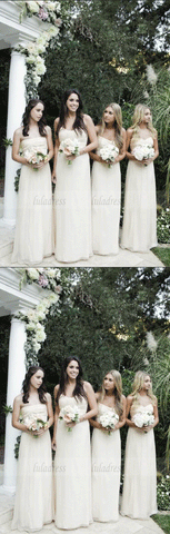White Sweetheart Mismatched Bridesmaid Dress