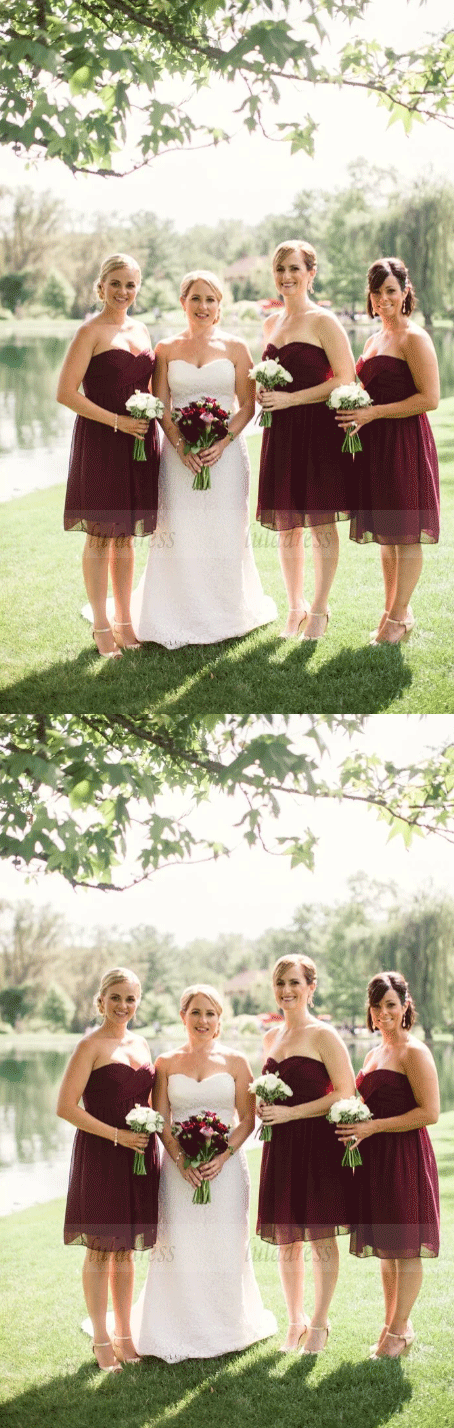short chiffon dresses for bridesmaids V-Neck Elegant Sleeveless Short Chiffon Bridesmaid Dresses