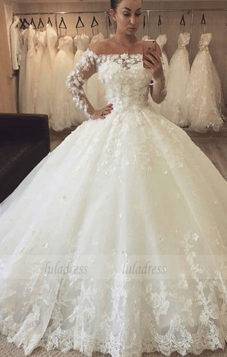 Chic Flowers Ball Gown Wedding Dresses