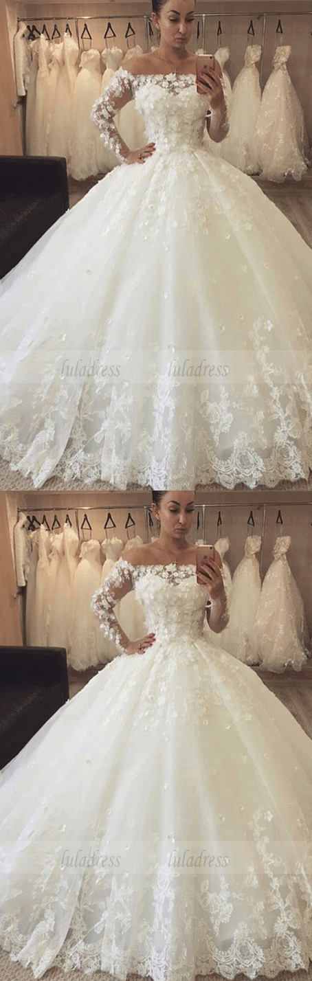 Chic Flowers Ball Gown Wedding Dresses