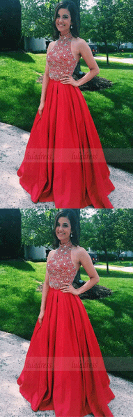 Charming A-Line Prom Dress,Halter Beading Prom Dress,BW97016