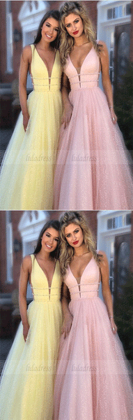 Sparkly V-Neck Prom Dresses  Long Party Gowns,BD98651