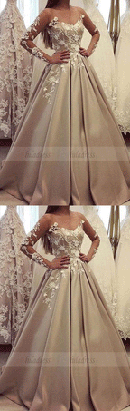 generous long sleeve ball gown, luxury lace wedding dress
