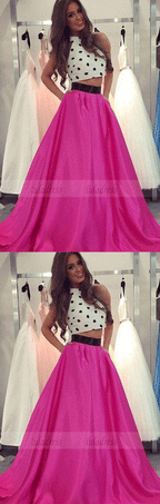 Two Piece  Prom Dresses,Long Halter Formal Party Dresses