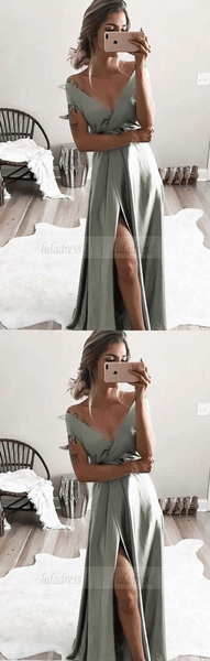 elegant off shoulder formal evening dresses, chic split prom gowns for special occasion,BD98654
