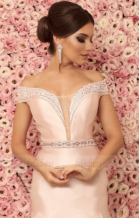 V Neck Beaded Long Prom Dress,Evening Dress