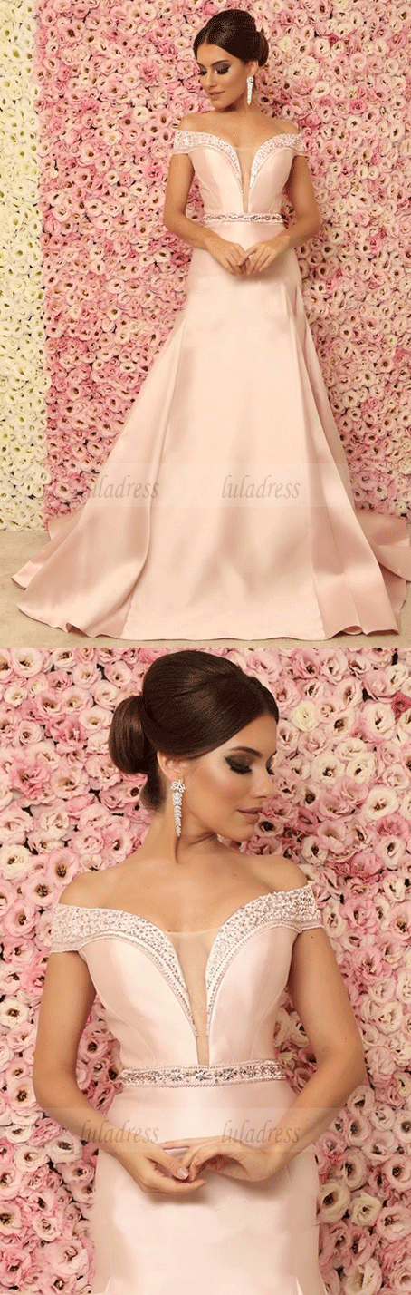 V Neck Beaded Long Prom Dress,Evening Dress