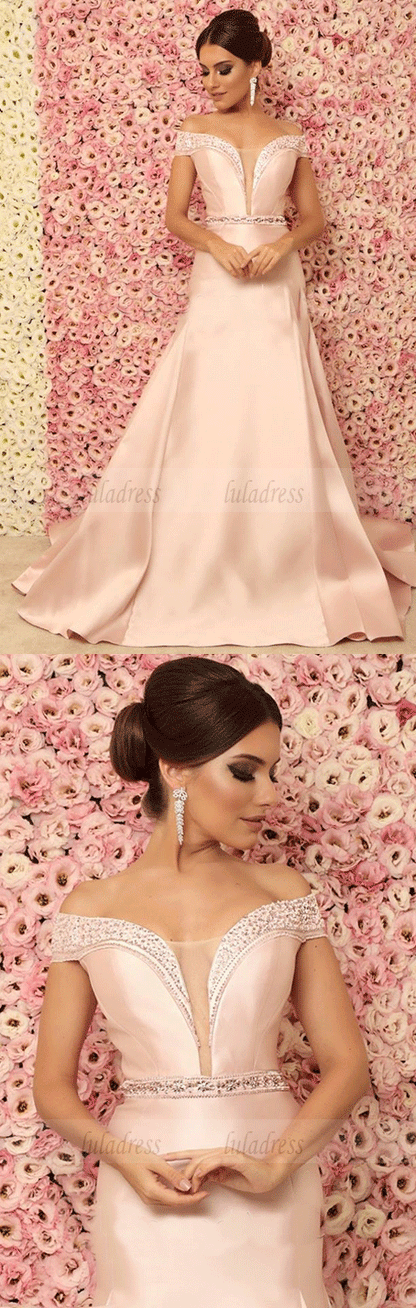 V Neck Beaded Long Prom Dress,Evening Dress