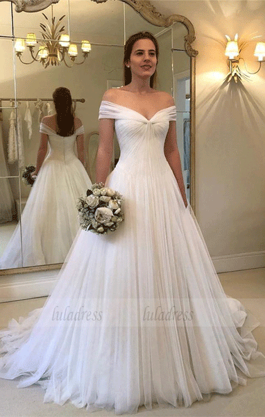 Simple Off-The-Shoulder A-Line Wedding Dresses,BW97126