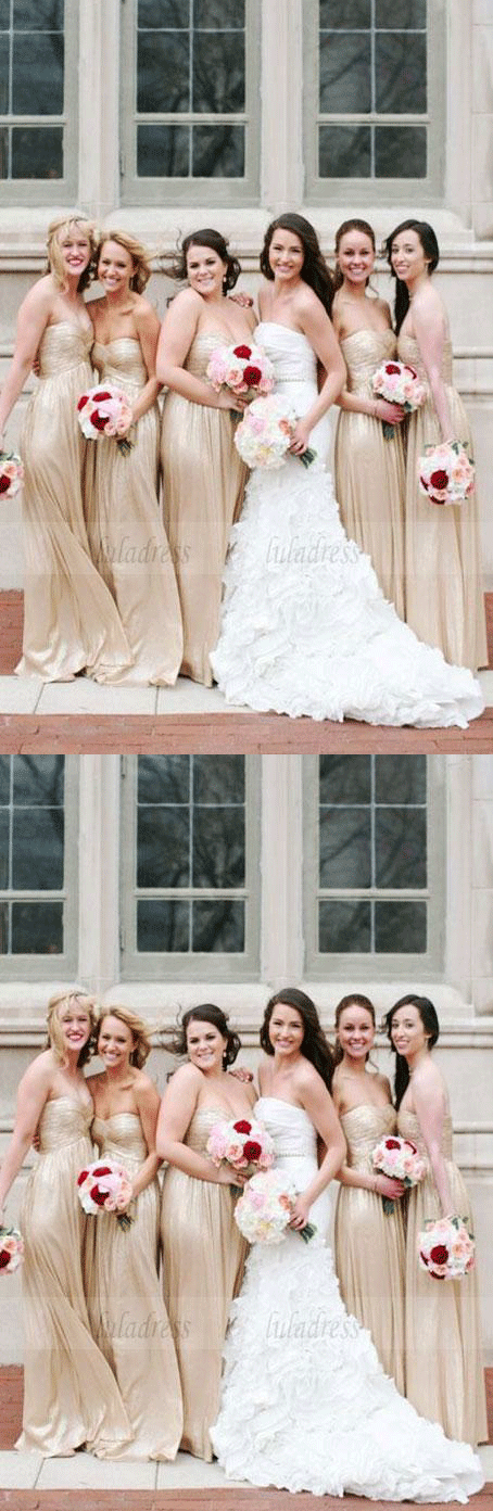 Sweetheart Bridesmaid Dresses With Pleats, Long Bridesmaid Dresses