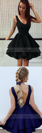 V-neck Homecoming Dress,Satin Homecoming Dresses