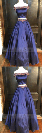 Off Shoulder Satin Prom Dresses Evening Dresses