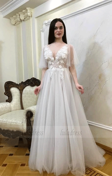 Boho Vintage Wedding Dress,Boho Chic Bridal Dress,BW97444