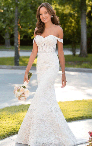 Chic Wedding Dress with Off The Shoulder Sleeves,BW97445