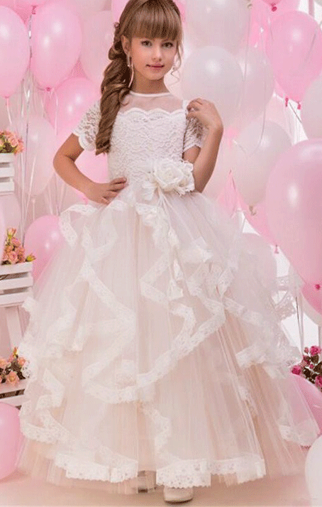 Fluffy Ruched Flower Girl Dresses,White Flower Girl Dresses, Flower Girl Dresses,BD98859