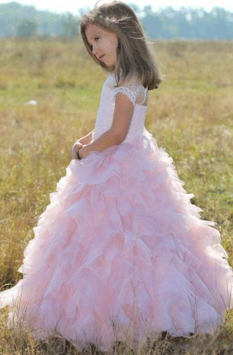 Pageant Little Girl Dresses, Lace Flower Girl Dress, Tiered Flower Girl Dress