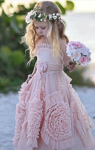 Blush Modern Flower Girl Dress, Children Party Dress,Girl Dress,Kids Dress,BD98813