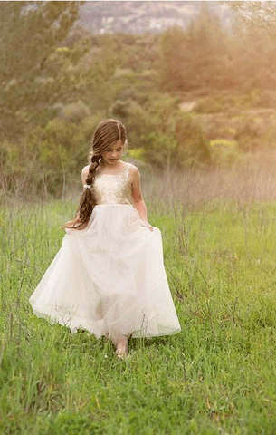 Gold Sequined Flower Girl Pageant Dresses,BD98792