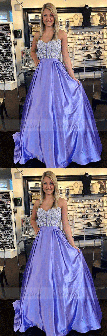 Sweetheart Neckline A-line Prom Dresses With Beading