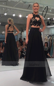 Sexy Black Halter Backless Evening Dresses Long Chiffon Elegant Prom Party Dress,BD99991