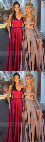 Sexy Prom Dresses with Deep V-Neckline Long Prom Gowns Split Side Floor Length New Prom Dress,BD98632