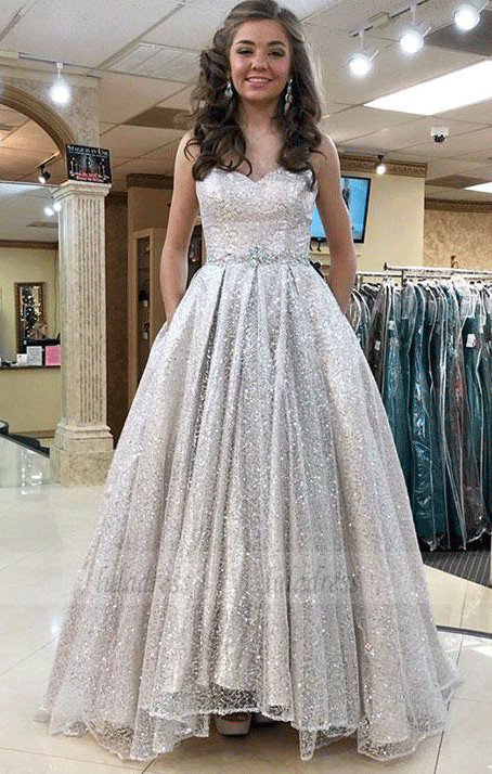 Stylish Sweetheart Sequins Long Prom Dress, BW97608