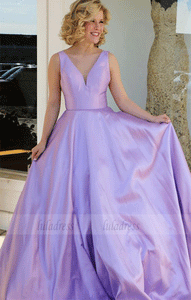 long prom dress,lavender prom dress,simply v neck prom dress,BW97194