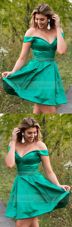 Off-the-Shoulder Short Beaded Prom Homecoming Party Dresses