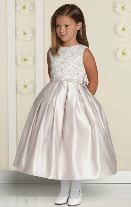 Cute Ball Gown Long Flower Girl Dresses with Lace