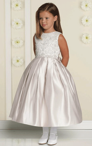 Cute Ball Gown Long Flower Girl Dresses with Lace, BW97741