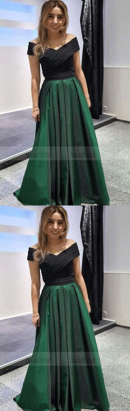 Long Prom Dresses, Satin Prom Dresses Off-the-shoulder, A-line Prom Dresses