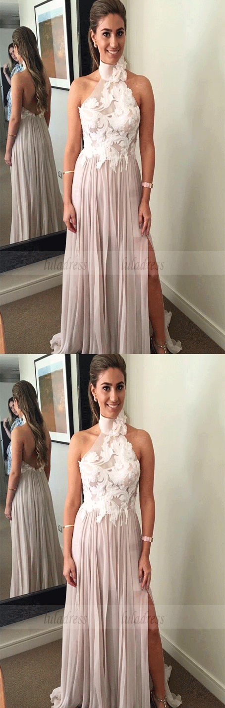 A line Appliques Chiffon Prom Dresses, Evening Dresses