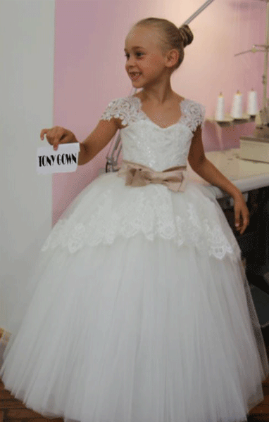Flower Girl Dress, Beautiful White Lace Appliques Bow Belt Tulle Flower Girl Dress Pageant Dresses For Girls Glitz,BD98843